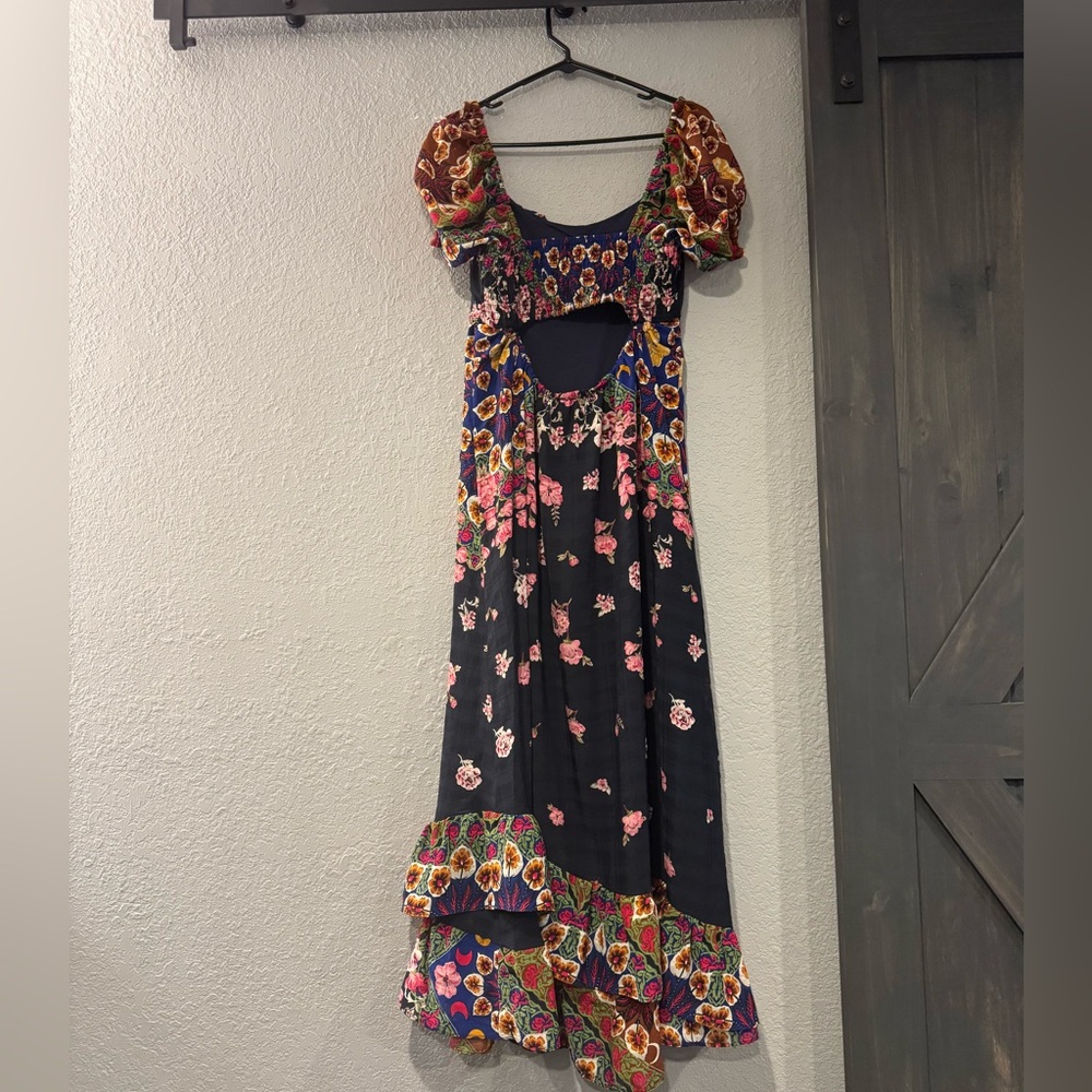 Free People Floral Midi Dress - Black, Pink, Green - Picture 5 of 6